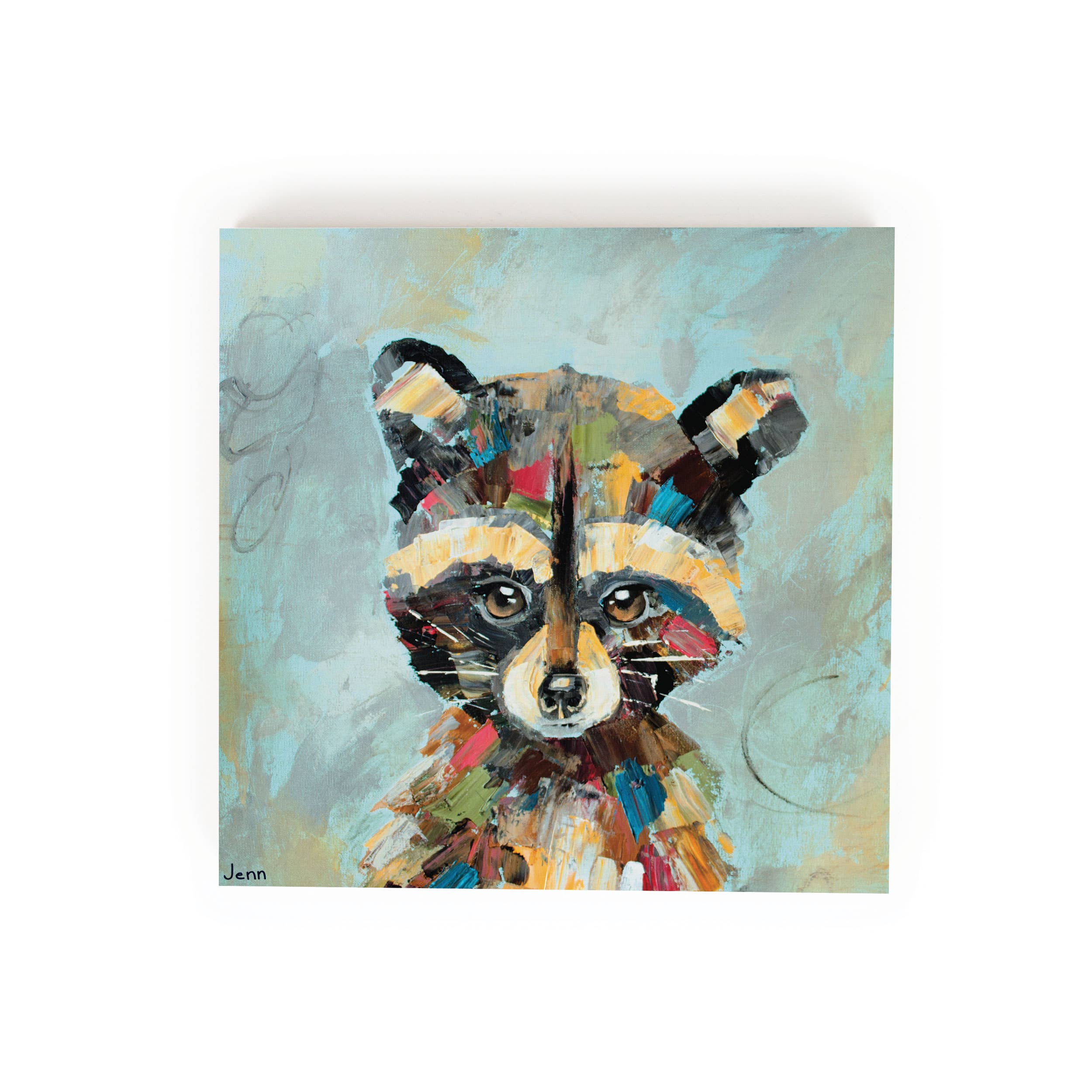 Racoon Wood Block Décor
